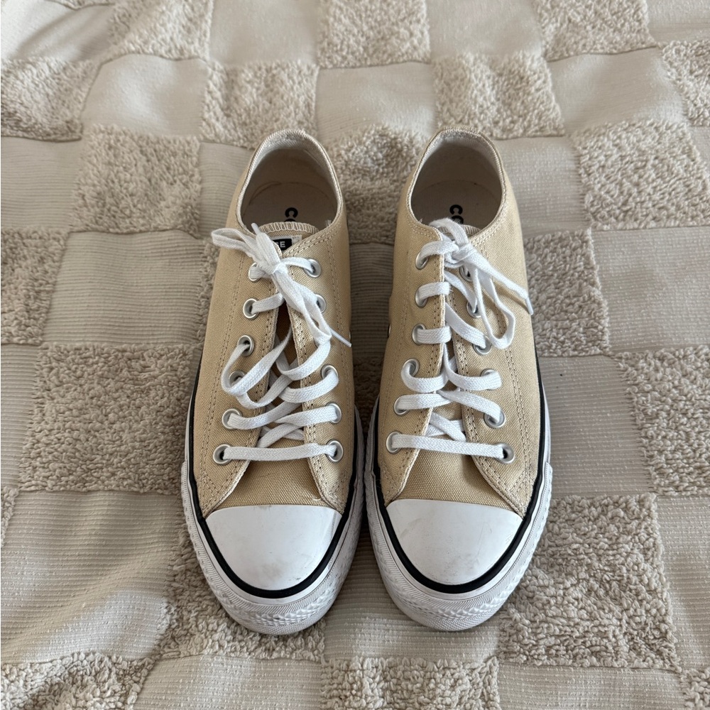 Women Converse Beige Canvas Sneakers